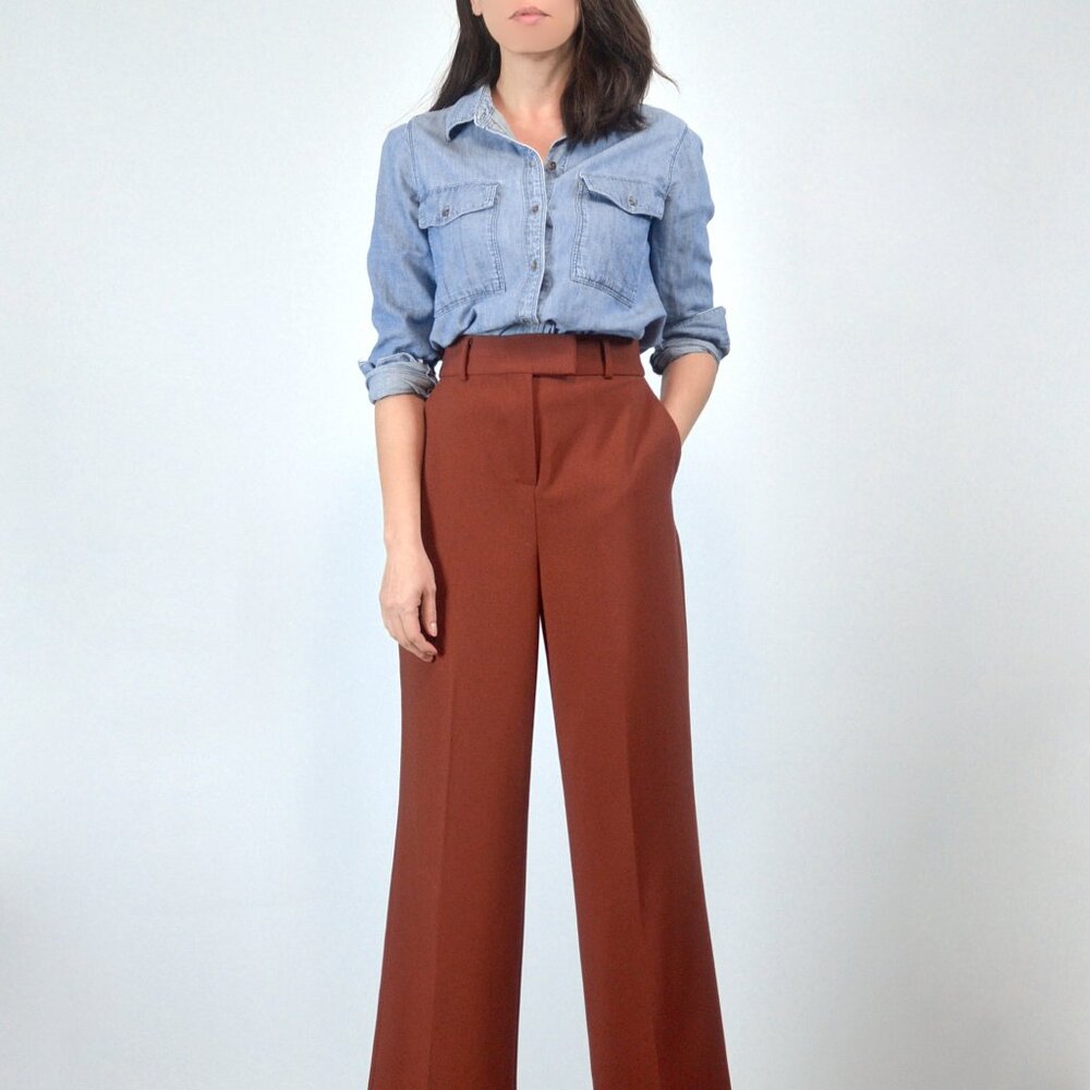 RW&CO Burnt Orange Wide Leg High Rise Trousers, Tailored (taken in ) Dress Pants